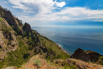 Fototapeta na wymiar Baikal lake view from a rock