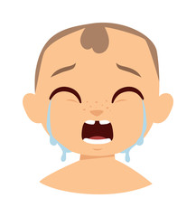 Crying boy face vector illustration.