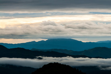 Soft focus of fog and cloud on the mountain.background