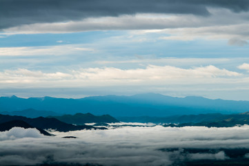 Fototapeta na wymiar Soft focus of fog and cloud on the mountain.background