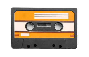 Old audio cassette, isolated on white