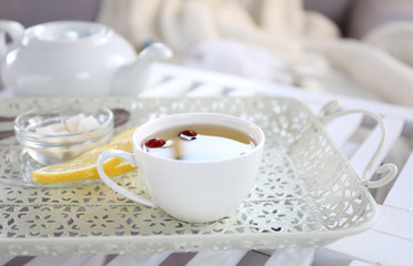 Tea set on the tray