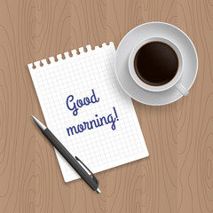 Blank Pad of Paper, Pen and Coffee