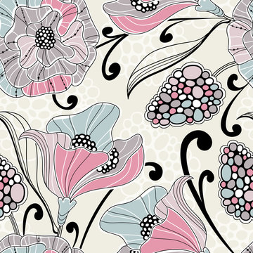 Fototapeta Seamless floral pattern