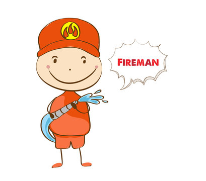 Fireman. A fireman spraying a water hose