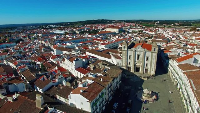 Evora city panoramic aerial view