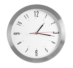 Round wall clock, isolated on white