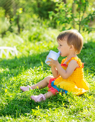 Baby girl in the garden