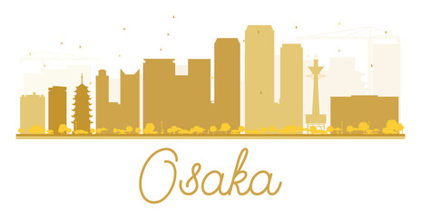 Fototapeta premium Osaka City skyline golden silhouette.