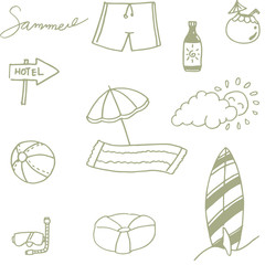 Picnic set beach doodle