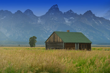 One of the homesteads of Mormon Row along the Jackson-Moran Road near the southeast corner of Grand Teton National Park