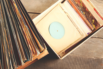 Box with vinyl records