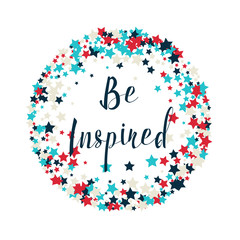 Circle frame colorful stars and lettering