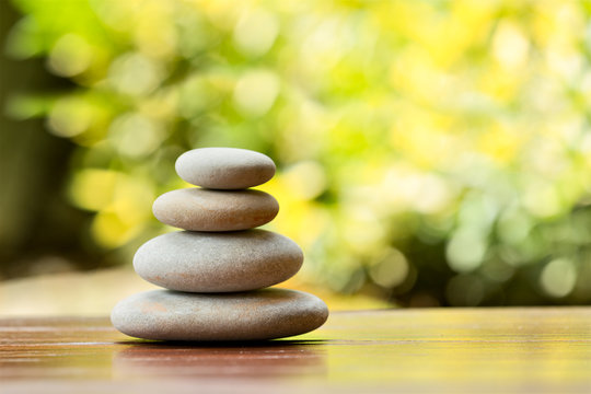 Pile of balancing pebble stones outdoor