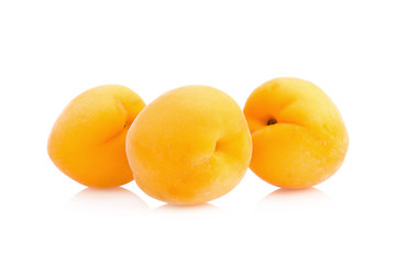 Ripe peach fruit isolated on white background