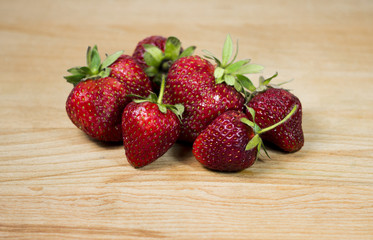 Composition strawberry on a wooden board