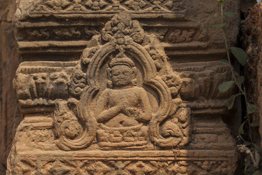 Ancient bas-relief in East Mebon temple, Siem Reap, Cambodia