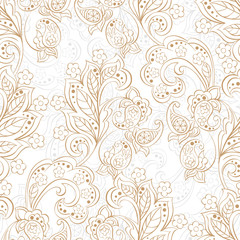 Fototapeta na wymiar Seamless Paisley pattern in indian style. Floral vector illustration
