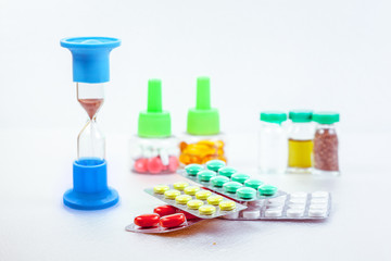 Take medicine on time, Tablet or drug in hospital or pharmacy. C