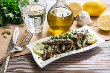 Fresh sardines for lunch.