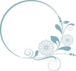Round frame with decorative branch. Vector illustration.