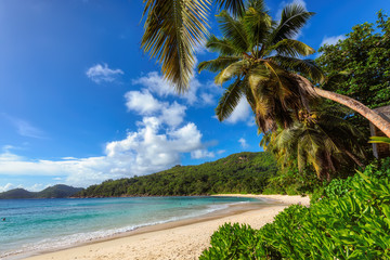 Beautiful beach Anse Intendance at Seychelles, Mahe. Fashion travel and tropical beach concept