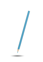 Blue wood pencil isolated on white background
