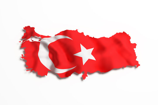 Silhouette Of Turkey Map With Flag