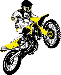 Motocross logo. Vector illustration of motorcyclist 