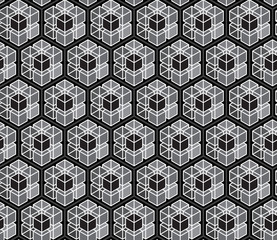 Abstract seamless monochrome polygons patterns background; Repea
