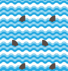 Abstract  seamless wave stripes patterns with shark fin,Repeatin