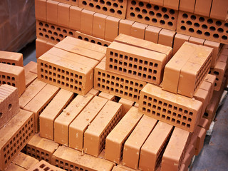 Building bricks in the warehouse in shop