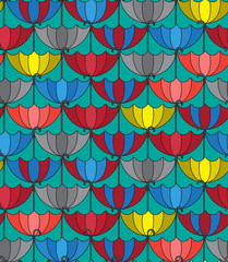 Seamless patterns background with retro umbrellas, Repeating tex