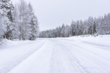 Fototapeta na wymiar Empty road in Finland