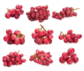 Bunch of red grapes Isolated on white background
