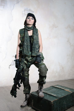 military woman with automaton
