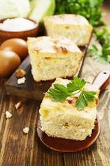 Pie with cabbage and eggs