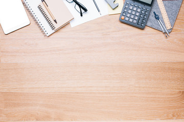 Wooden desk topview