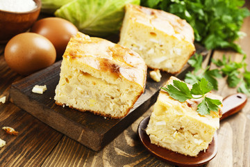 Pie with cabbage and eggs