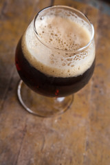 Dark beer in a cellar