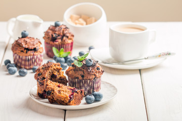 Carrot muffins with blueberrie