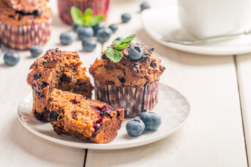 Carrot muffins with blueberrie