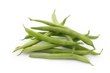 Green beans isolated on a white background.