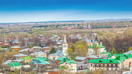 Beautiful cityscape. View of the old Russian town of Suzdal. Gol © olezzo