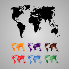 Set of World Map, Continents - illustration Vector illustration of World map.