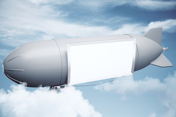 Airship with white banner