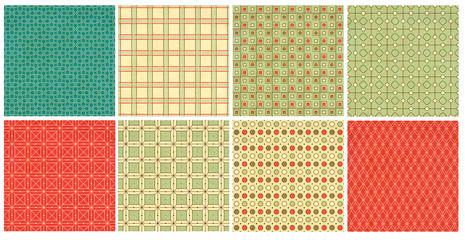 Set of retro geometric ornamental pattern