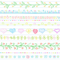 Seamless background with borders in doodle style