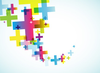 Abstract colored background with plus signs.