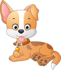 Cartoon funny dog lay down